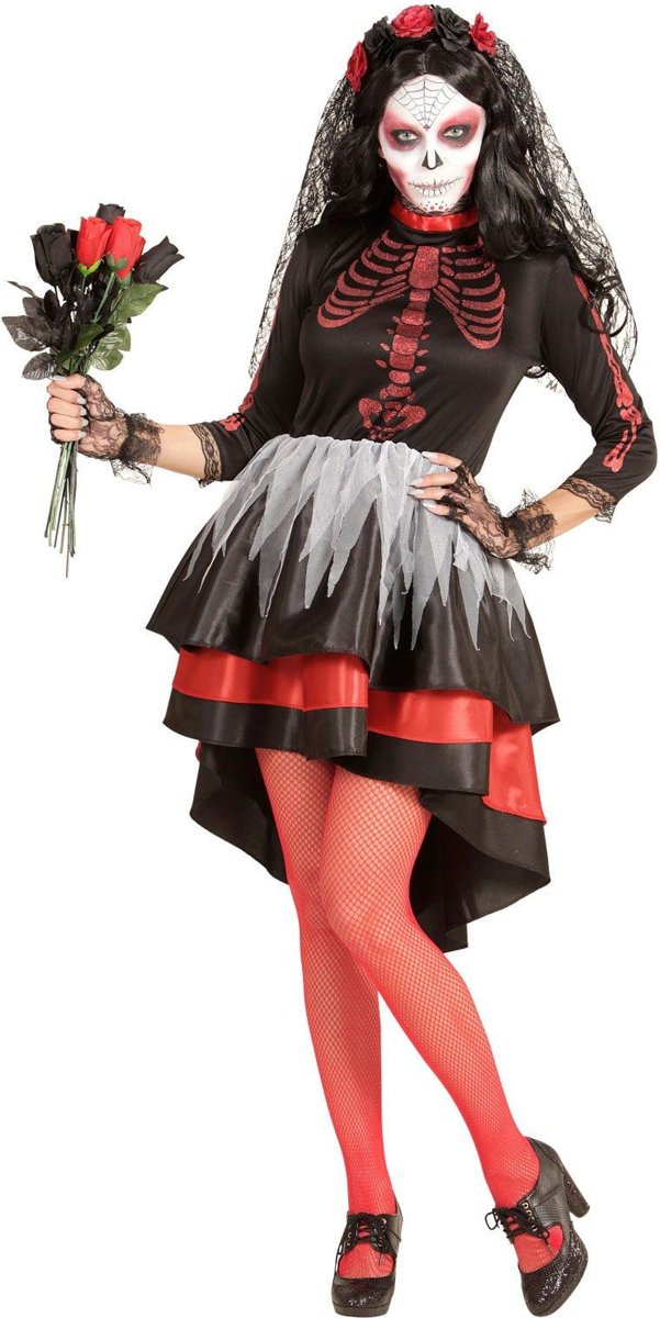 Spaans & Mexicaans Kostuum | Perales Bruid Dia De Los Muertos | Vrouw | XS | Halloween | Verkleedkleding